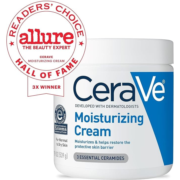 CeraVe Moisturizing Cream, Body and Face Moisturizer for Dry Skin, Body Cream with Hyaluronic Acid and Ceramides, 19 Ounce