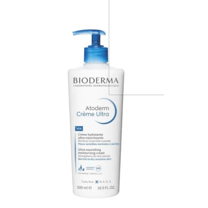 Bioderma Atoderm Crème Ultra-Nourishing Cream for Normal to Sensitive Dry Skin, 500ml