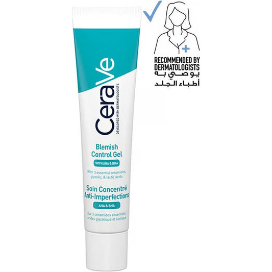 CeraVe Blemish Control Gel Facial Moisturiser for Acne & Blemishes with Glycolic Acid and Lactic Acid AHA/BHA 40mL