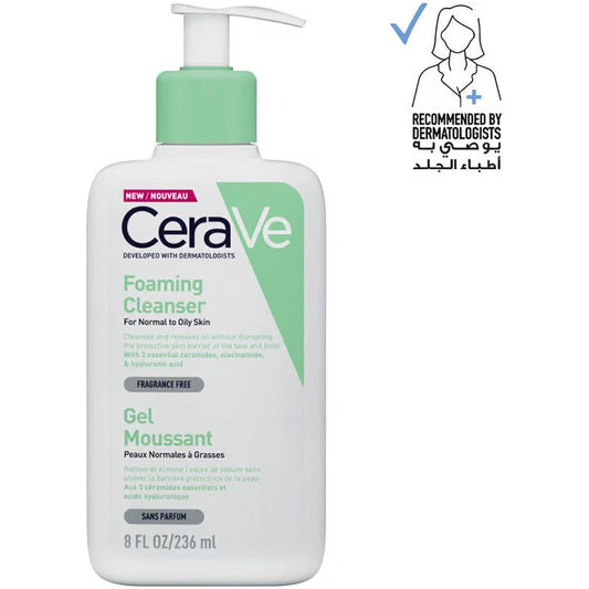CeraVe Foaming Cleanser for Normal to Oily Skin with Hyaluronic Acid 236mL