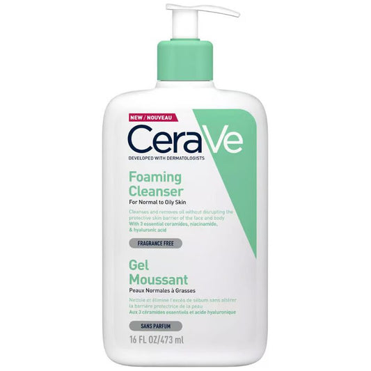 CeraVe Foaming Cleanser for Normal to Oily Skin with Hyaluronic Acid 473mL