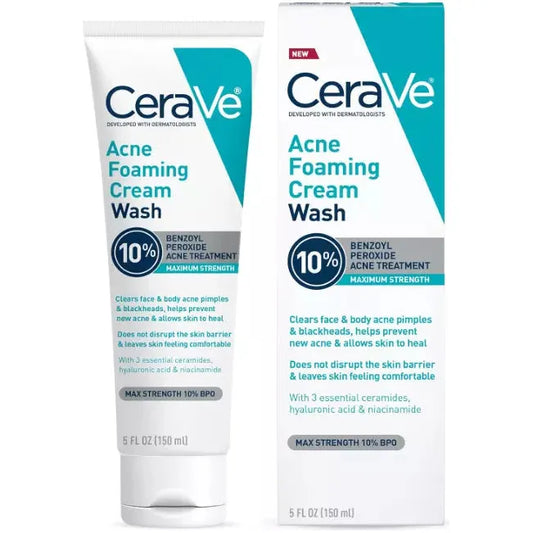 CeraVe 10% Acne Foaming Cream Wash, 5 Fl Oz